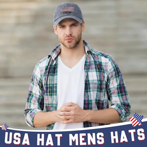 Image of Geyoga 4 Pack USA Flag Baseball Cap Washed
