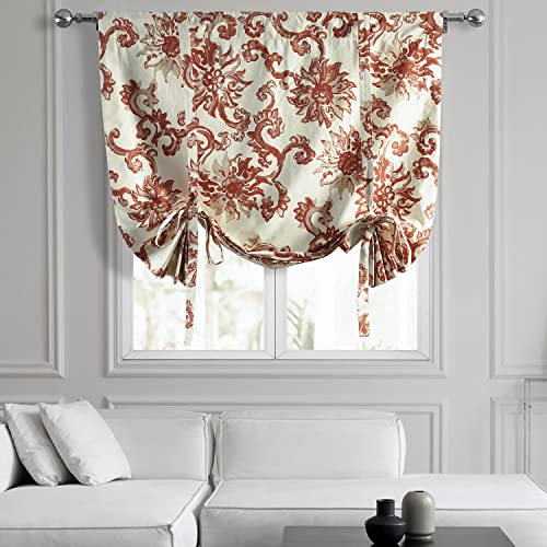 Image of HPD Half Price Drapes Room Darkening Tie Up Curtains 46 X 63 Inch Indonesian Printed Cotton Window Roll Up Balloon Curtain for Living Room, Kitchen PRTW-TUD40A-63 (1 Panel), Indonesian Rust