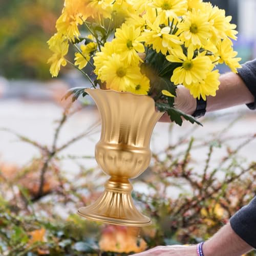 Jarrones conmemorativos para cementerio de hierro dorado en pack de 2 unidades 5