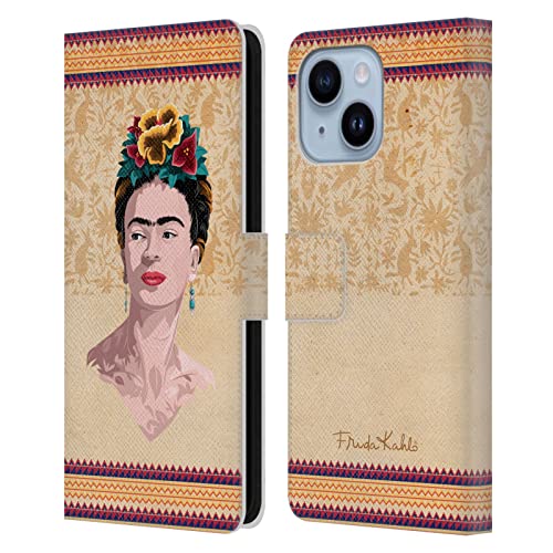 Étui en cuir Frida Kahlo iPhone 14 Plus housse portefeuille jaune haute finition