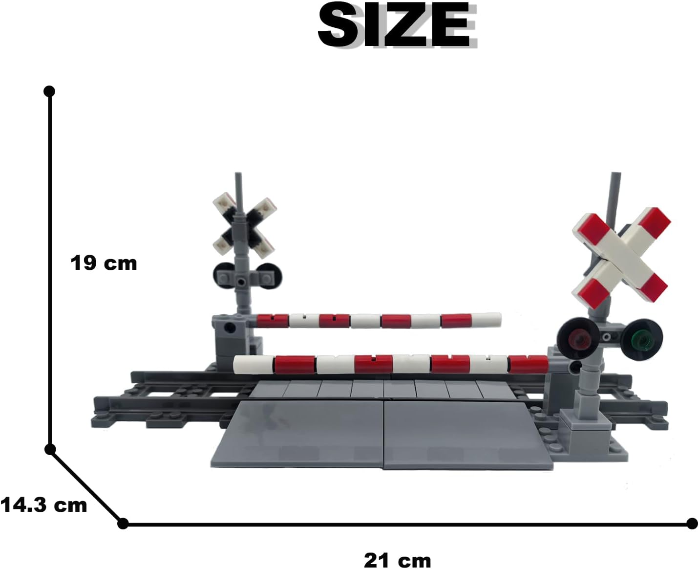 Finger Rock City Train Tracks Building Block Set, Train Track with Traffic Light Railroad Crossing Expansion Accessory Building Bricks Set Gifts