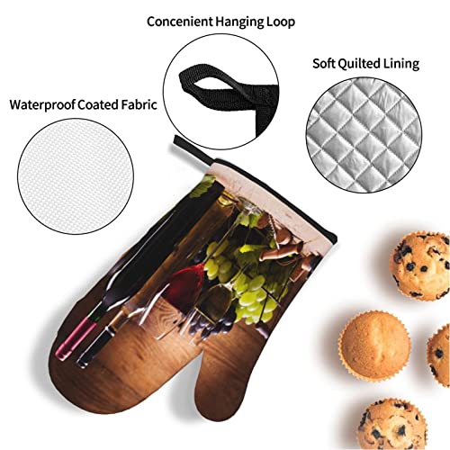 Bokekang Vintage Glasses Wine Grapes Oven Mitts And Pot Holders Sets Of 4 Vintage Grapes Kitchen Mitts Heat Resistant Oven Gloves Set Potholders For Kitchen Baking Grilling Bbq #TOP4