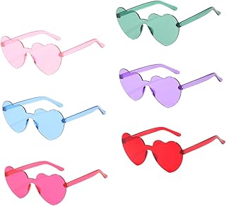 6 Pares De Óculos De Sol Coloridos De Coração Óculos De Sol Vintage Adereços De Formatura Óculos De Sol De Coração 80S Óculos De Sol Festa Favor Óculos De Sol Em Forma De Coração