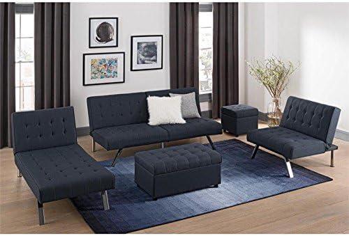 DHP Emily Rectangular Storage Ottoman, Grey Linen