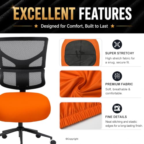 Image of DIVA EN CAMINO DEC Stretchable Desk Office Chair Seat Cushion Covers - Universal Spandex Computer Chair Slipcover - Removable Washable Cushion Protectors Anti-Scratch for Dogs, Cats, Pets(Orange)