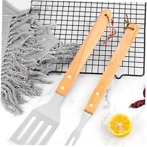 Set de utensilios de parrilla POPETPOP con mango de madera miniatura 6