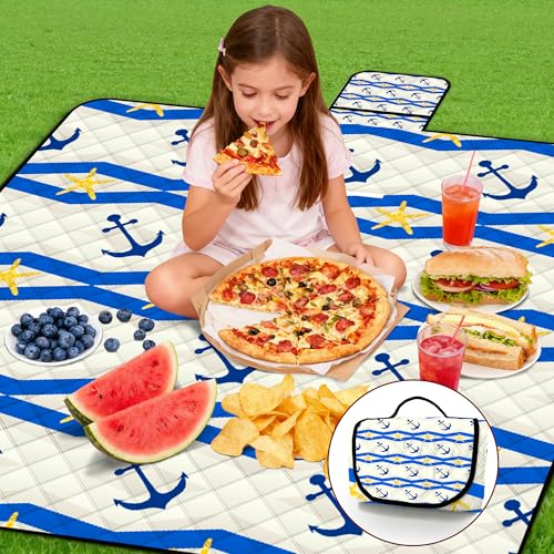 Poedist Extra Large Picnic Blanket Waterproof,80"x 80"Foldable Machine Washable Beach Blanket,Outdoor Blanket for 6-8 Adults,Suitable for Indoor Crawling,Park Beach,Camping,Hiking,Family Travel(Boat) - image 8