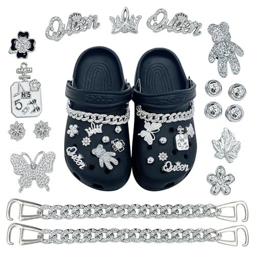 DKDDSSS 17 pcs Ciondoli per Scarpe con Diamanti Cristallo - Shoe Charm, Accessori Fai-da-te Bling per Ragazze e Donne