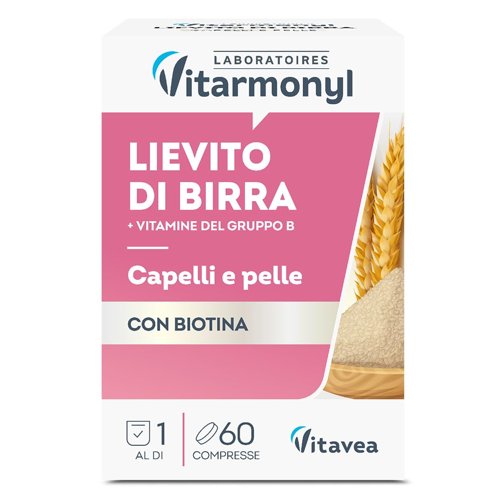 Lievito di Birra - Per Capelli e Pelle - Con Biotina - Con Vitamina B12, B2, B3, B6, B9, B1-60 Compresse - Vitarmonyl