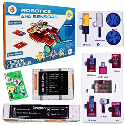 Image of ButterflyEdufields 10 in 1 DIY STEM Robotics kit, 50+ Parts , Easy Plug & Play Electronics Sensor Robotics kit | No Coding Required | Compatible with Arduino | Best Toys for Boys, Girls & Kids Aged 8+,