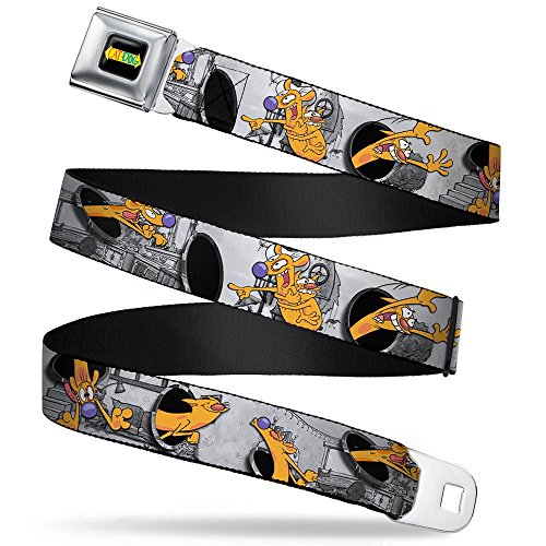 Buckle-Down Seatbelt Belt - CatDog House Poses Grays - 1.5
