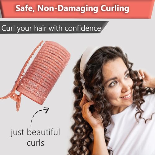 Image of TEMPERIA (8 pcs) Heatless Hair Curler Roller with Clips for Women - Premium Velcro Rollers for Curling Hair - Lightweight and Portable No Heat Hair Curl Tools (Random Colors)