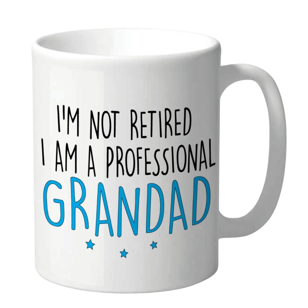 Wanky Candles White Funny Grandfather Mug – I’m Not Retired I’m A Professional Grandad Coffee Cup Humorous Mug For Him Christmas Birthday Cmug178