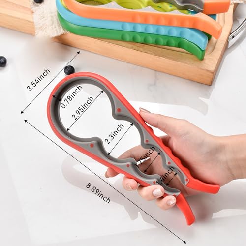 Image of 2PCS 4 in 1 Jar Opener Multi-Function Bottle Opener Non Slip Remover Tool for Seniors with Arthritis and Anyone with Low Strength(Green,Orange)