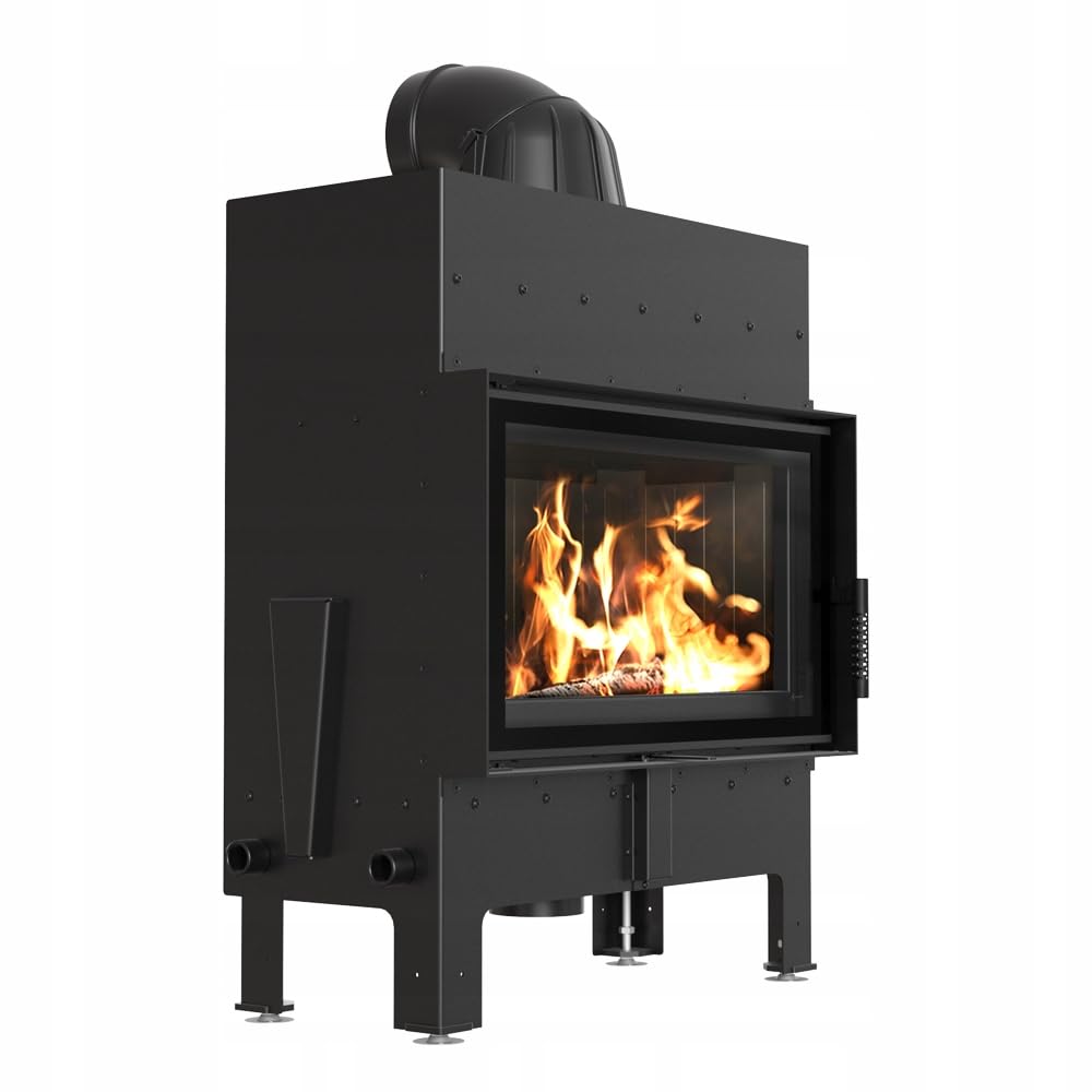 KRATKI Inserto per camino in acciaio a legna FLOKI 10 kW Ø200 frontale A+ | Acciaio nero, efficienza 83,6%, classe A+. Ecodesign, BImSchV 2; per recupero calore.; combustione efficiente; M fi