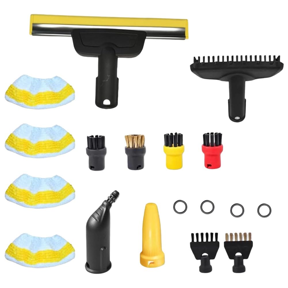 Set di accessori per pulitore a vapore Kärcher SC1 SC2 SC3 SC4 SC5 EasyFix 4 panni in microfibra con linguetta per i piedi, spazzole e O-ring, ricambio 2.884-280.0