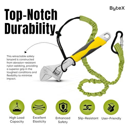 Image of ByteX 15 Pack Tool Lanyard with Single Metal Buckle and Adjustable Loop End, Standard Length, Maximum Weight Limit 8KG 17.6lb