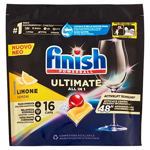 Finish Ultimate All In One Lemon Pastiglie Lavastoviglie 16 Lavaggi 206,4 G