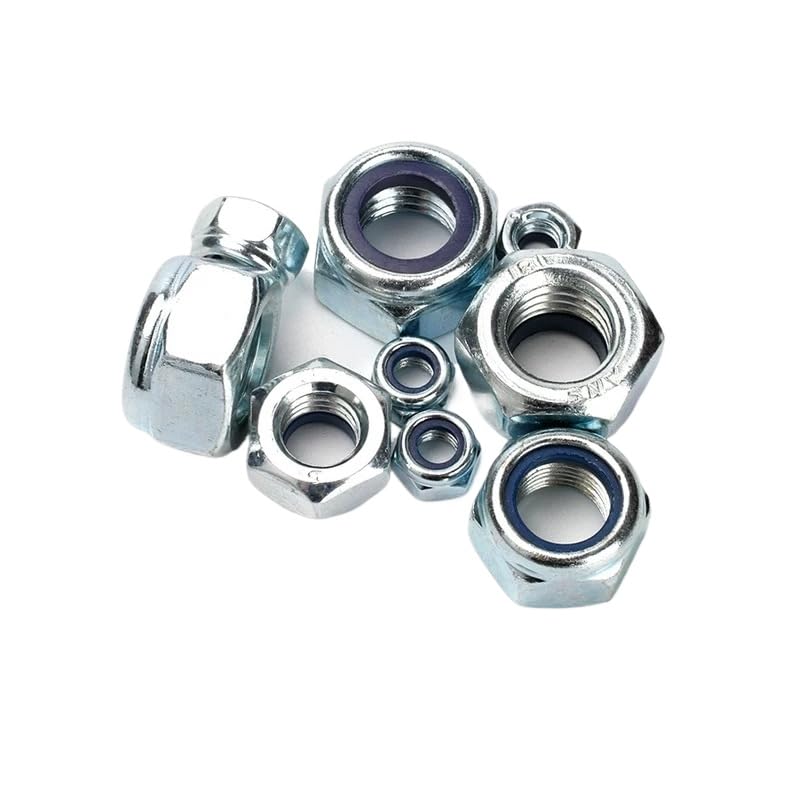Galvanized Steel DIN985 Nylon Insert Lock Nuts Hex Nylock Nuts M3M4 M5 M6 M8-M24 (100,M10)