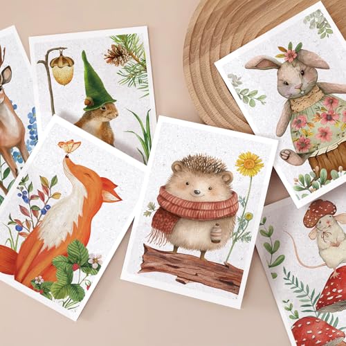 Image of Woodland Animals Blank Cards with Envelopes, 24 Pack Forest Animals Note Cards Bulk for Kids, 4x6 Inch Watercolor Greeting Card Set Boxed for All Occasions
