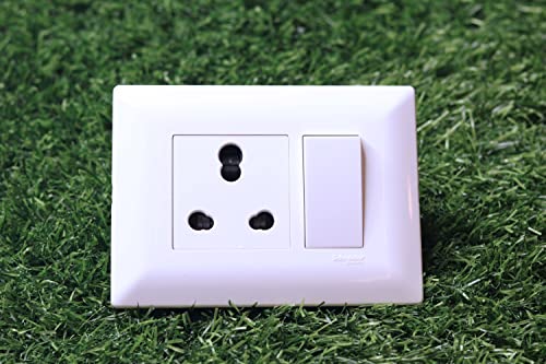 Image of Schneider Electric - Livia White - For Large Appliances ~ Schneider 6A /16A 3-pin Socket Outlet with Shutter + 16AX 1 way switch