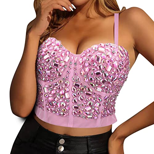 Soutien-gorge de scène rose en acrylique avec anneau en acier façonnant le buste