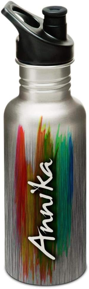 Hot Muggs® "Annika" Me PaintBrush Stainless Steel Sports Cap Water Bottle, 600ml