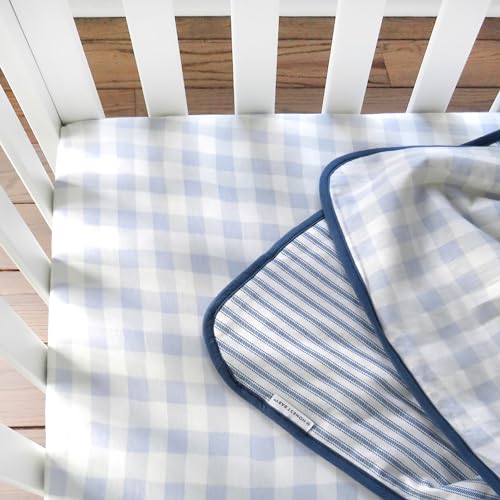 HonestBaby Unisex-Baby Fitted Crib Sheets Set Standard Mattress, 100% Organic Cotton Baby Boys, Girls, Neutral, 1 Pack - Peach Skin Painted Buffalo Check, One Size3