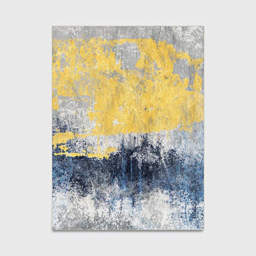 Tappeto soffice 120x160cm bleu et jaune lavable en machine