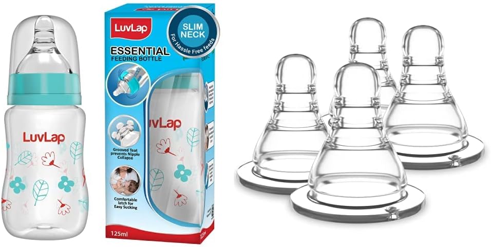 Slim Feeding Bottle 125 ml & Slim Nipple Fast Flow, 4 Pcs