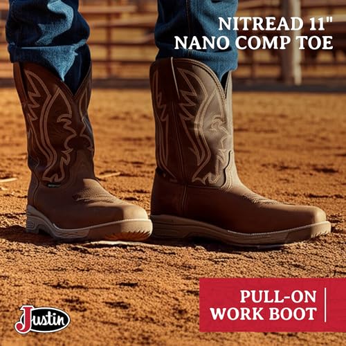 Justin NiTread 11” Composite Toe Boots for Men - Commander Collection - Square Toe Full-Grain Leather Men’s Work Boots with Comfort Footbed and Oil & Slip-Resistant Outsole2