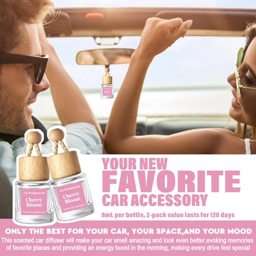Image of HoogaLife Car Air Freshener Diffuser 2 Pack Hanging Cherry Bloom Car Air Freshener for Women 45+ days Long Lasting Fragrance Made in USA (C12)