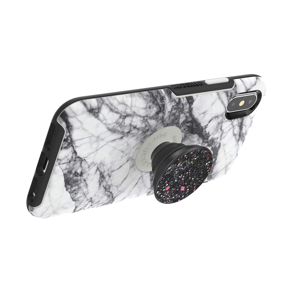 Otter + Pop for iPhone 7 Plus and 8 Plus: OtterBox Symmetry Series Case with PopSockets Phone Grip and Phone Stand, PopGrip, Collapsible, Swappable Top, White Marble and Sparkle Black