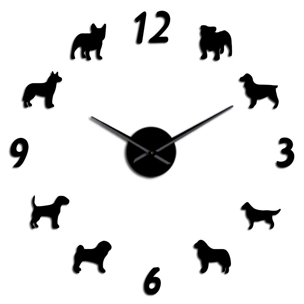 Horloge murale chiens 70cm pour habiller un mur vide avec un design moderne