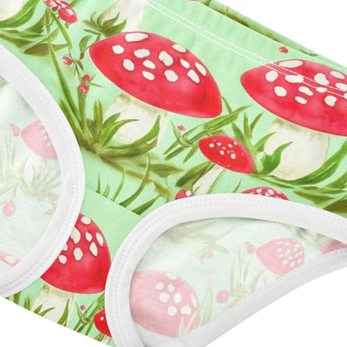 Red Mushrooms Green Toddler Underwear Custom 2t Cotton Little Girl Panties Fun Print Briefs Undies Kids4
