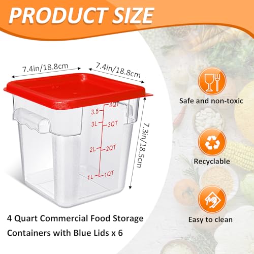 Yungyan TG-YUNGYAN-54250 6 Pcs Commercial Food Storage Containers 4 Qt Square Acrylic Airtight Food Storage Containers With Lids Clear Cereal Storage Containers thumb #1