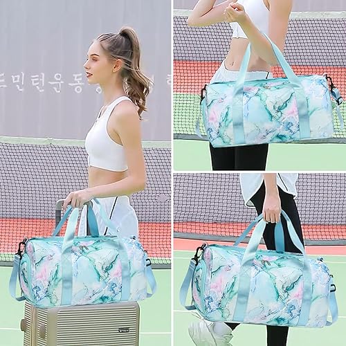 Gym-Bag-Sports-Duffle-Bag-with-Wet-Pocket-Weekender-Overnight-Bag-with-Waterproof-Shoe-Pouch-and-Air-Hole-for-Girls-Kids-Women-Travel-Foldable-Bag