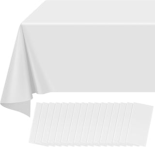 16 Pack White Plastic Tablecloth for Rectangle Tables, Premium Decorative White Disposable Table Cloths for Parties, Bulk Rectangle Party Table Cover for Birthday, Wedding, Anniversary, 54 x 108 Inch