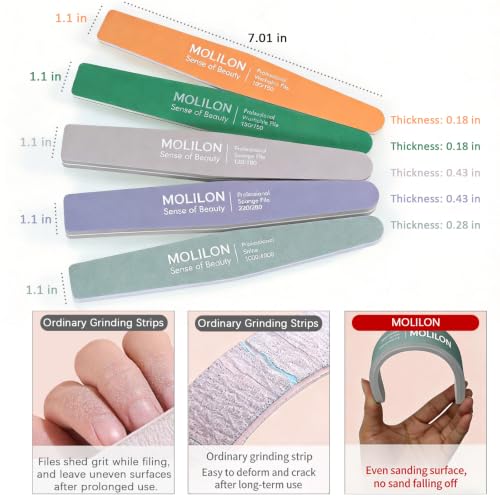 Limas de uñas duraderas para evitar roturas, juego de pulidores de esmeril lavables de doble cara 3