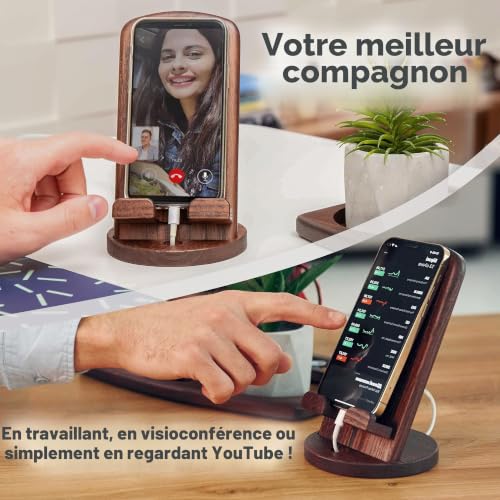 Support smartphone bois naturel idée cadeau ecologique et esthétique - 2