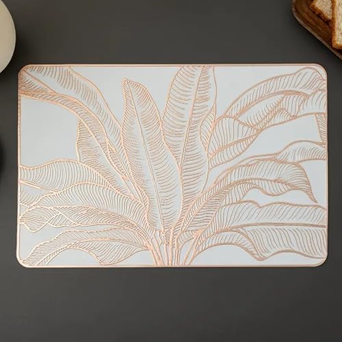 Image of Dakshya Industries Stylish PVC Dining Placemats Set of 2 (45x30 cm) - Waterproof, Durable, Heat Resistant Table Mats (Copper)