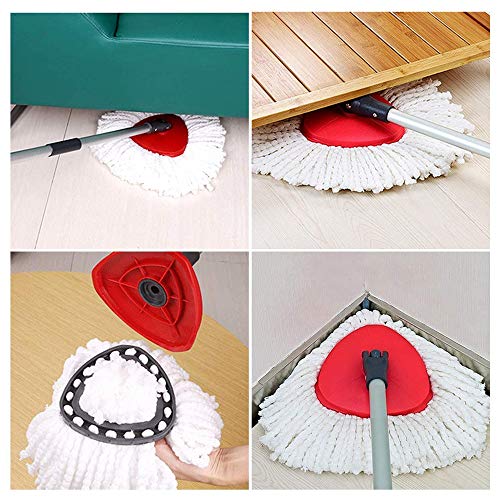YOQXHY 6 Pack Spin Mop Replacement Heads [Triangle] EasyWring Microfiber Mop Refills for Easy Cleaning 360 Degrees Spin Mop,(White) - Thumbnail 3