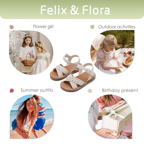 Image of Felix & Flora Toddler Girl Sandals - Little Girl Easter Dress Shoes Lightweight Open Toe Beach Holiday Flats