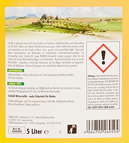 SONAX 02605000 Ruitenreiniger gebruiksklaar met citrusgeur (5 liter) gebruiksklare reiniger voor de ruitensproeiers en… - Image 4