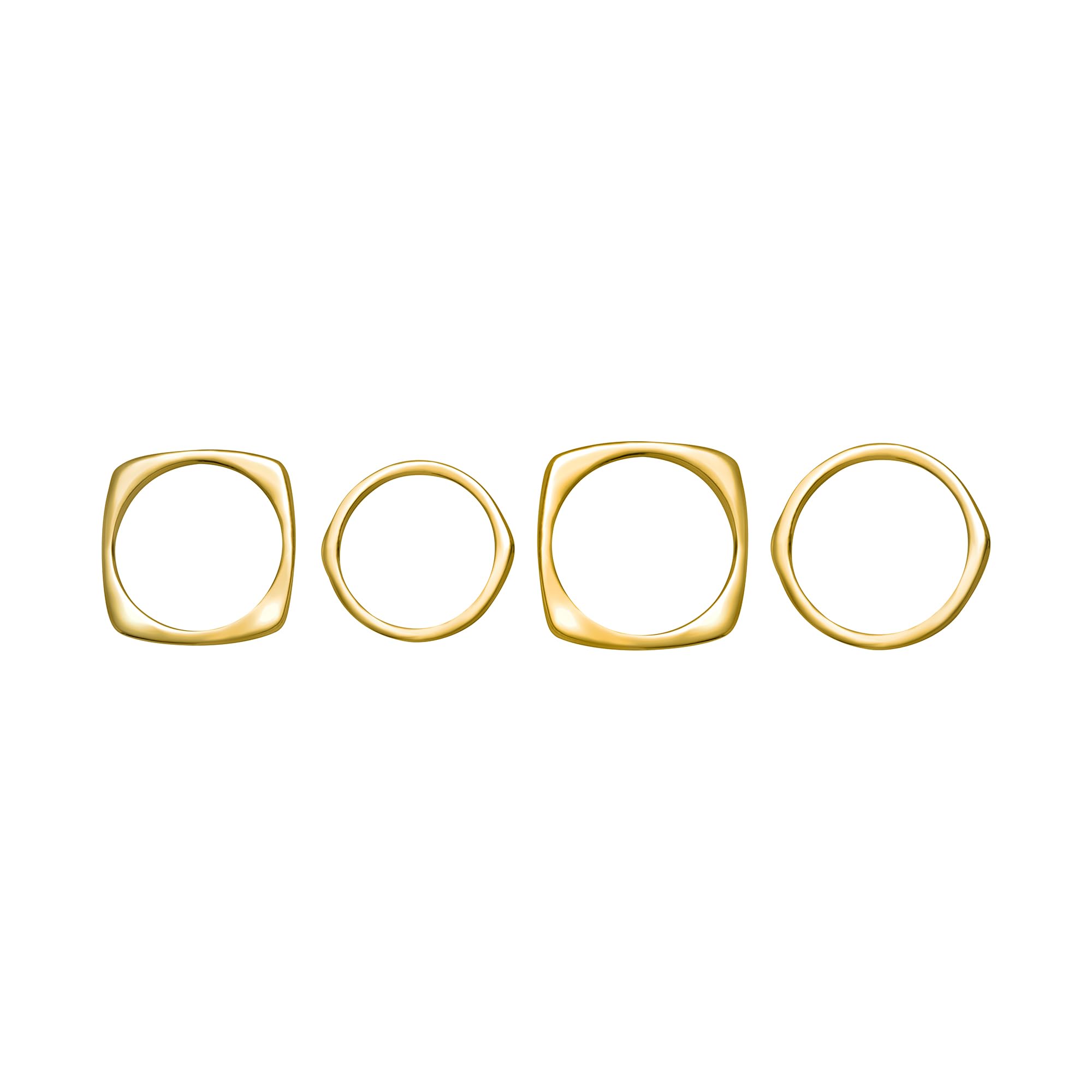 Breil, Collezione Tetra, Set Anelli Donna, 4 Anelli in Acciaio IP Gold di Forme e Misure Diverse, Taglie 10-14-18, Idea Regalo Donna
