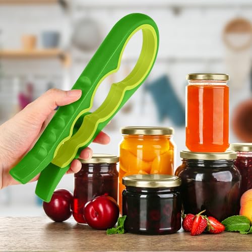 Image of 4 in 1 Jar Opener Multi-Function Bottle Opener Non Slip Remover Tool for Seniors with Arthritis and Anyone with Low Strength(Green Yellow)