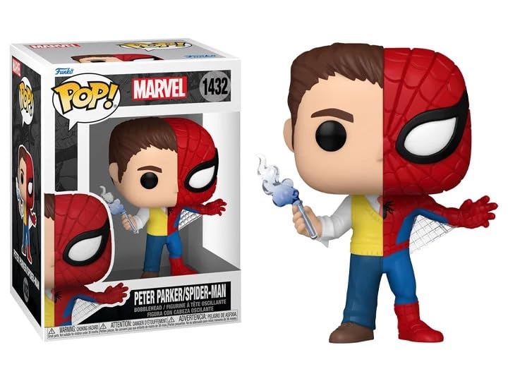 Funko Marvel Alter Ego Split + Pop Protector: Pop! Comics Figura de vinilo (juego de regalo incluido con caja protectora de caja de la marca ToyBop) (Peter Parker/Spider-Man #1432/80892)