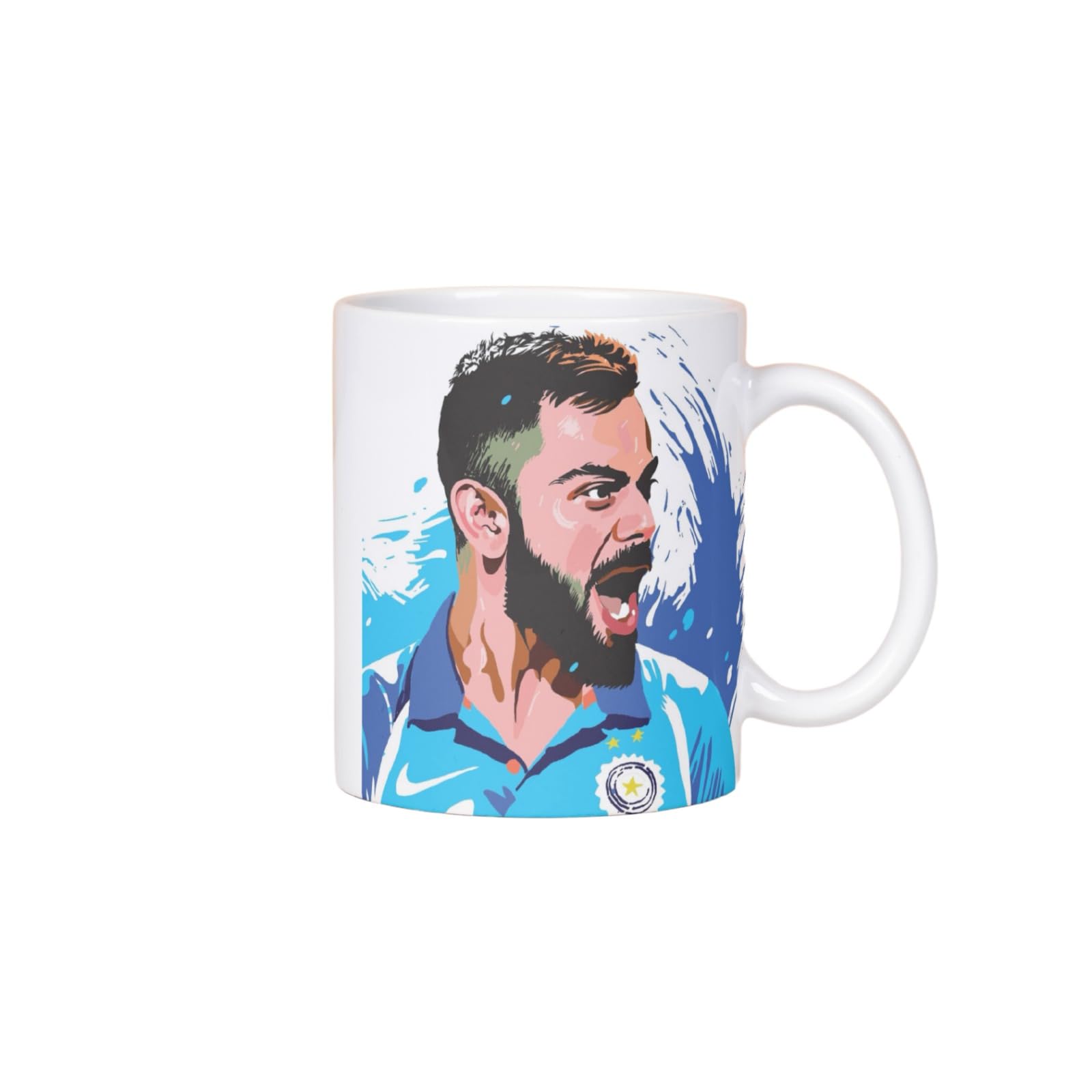 Rosa Mystica Virat Kohli Printed Coffee Mug Gift for Cricket Lovers | Mug for Virat Fans | Gift for Cricket Fans Brother, Friend, Boss, Colleagues (White) - 300 ml