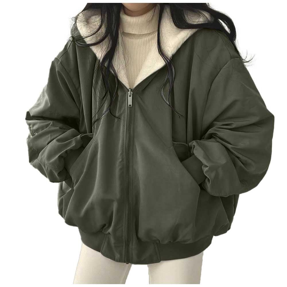 Genérico Chaqueta Mujer Invierno Corta,Chaqueta De Lana Para Mujer Con Doble Capa De Lana Gruesa Y Capucha