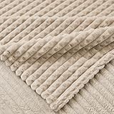 EMME Kuscheldecke Flauschige - 3D-Touch-Erlebnis Fleecedecke, Weiche Warme Wolldecke Überwurfdecke, Couchdecke, Decke für Sofa, Tagesdecke, Wohndecke, Beige, 130 x 150 cm